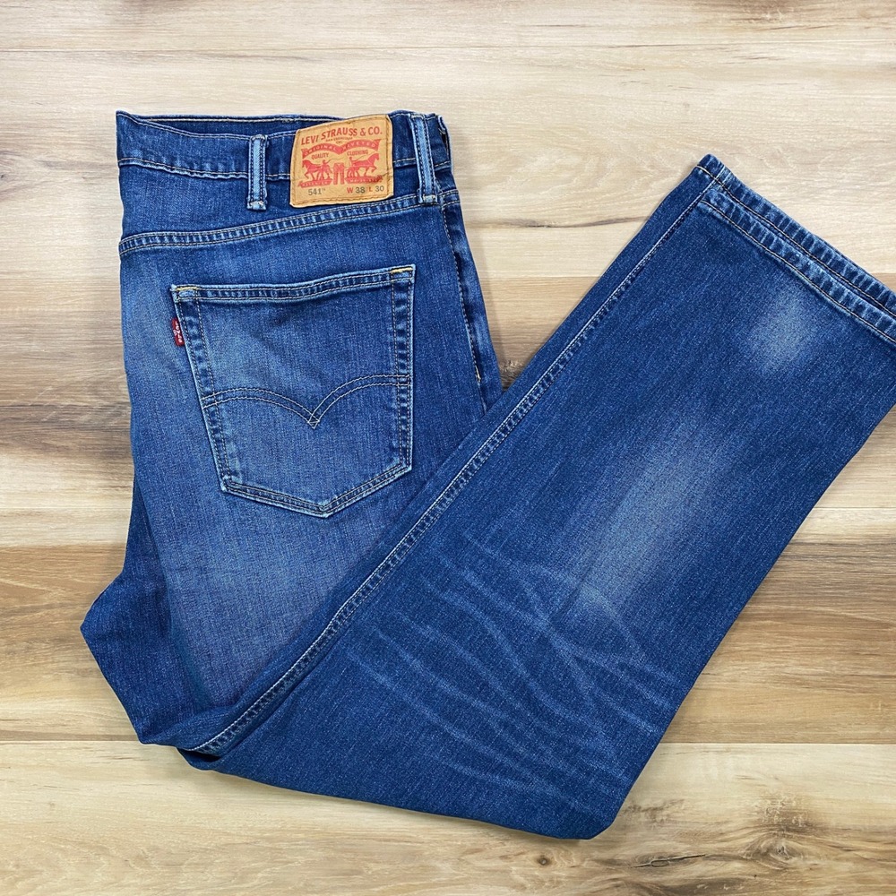 Levis 541 Athletic Taper Jeans 38x30 Blue Denim Stretch Casual Mens Pants